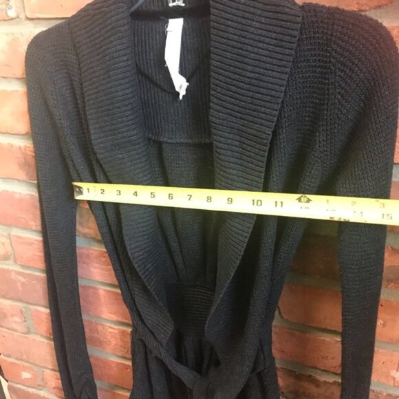 Lululemon Cashmere Bamboo Blend Belted Open Cardigan Waffle Knit Sweater Wrap 4 - Picture 12 of 13